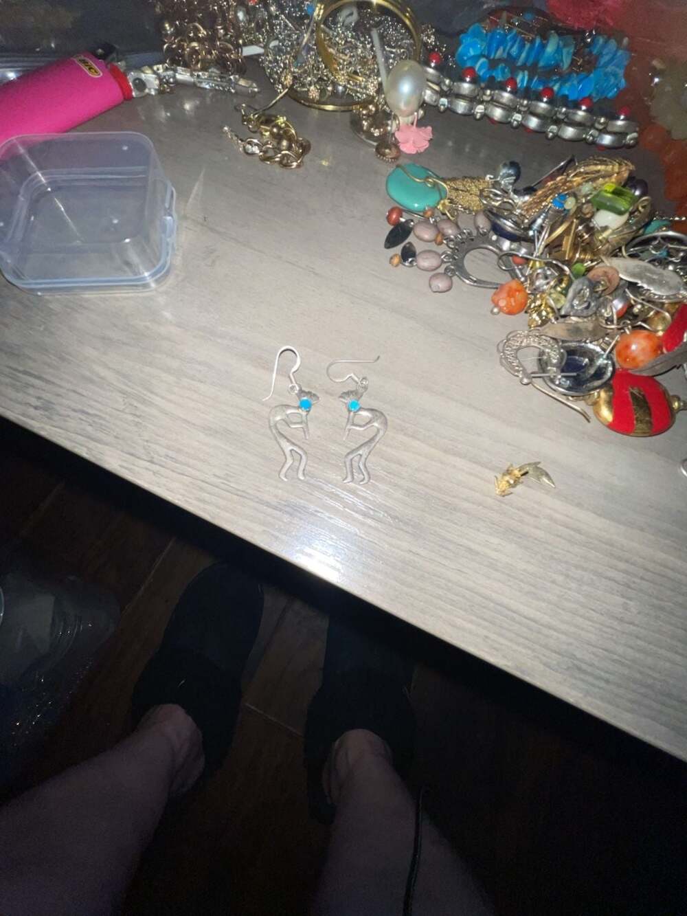 Navajo Sterling Silver Kokopelli Turquoise Earrings
